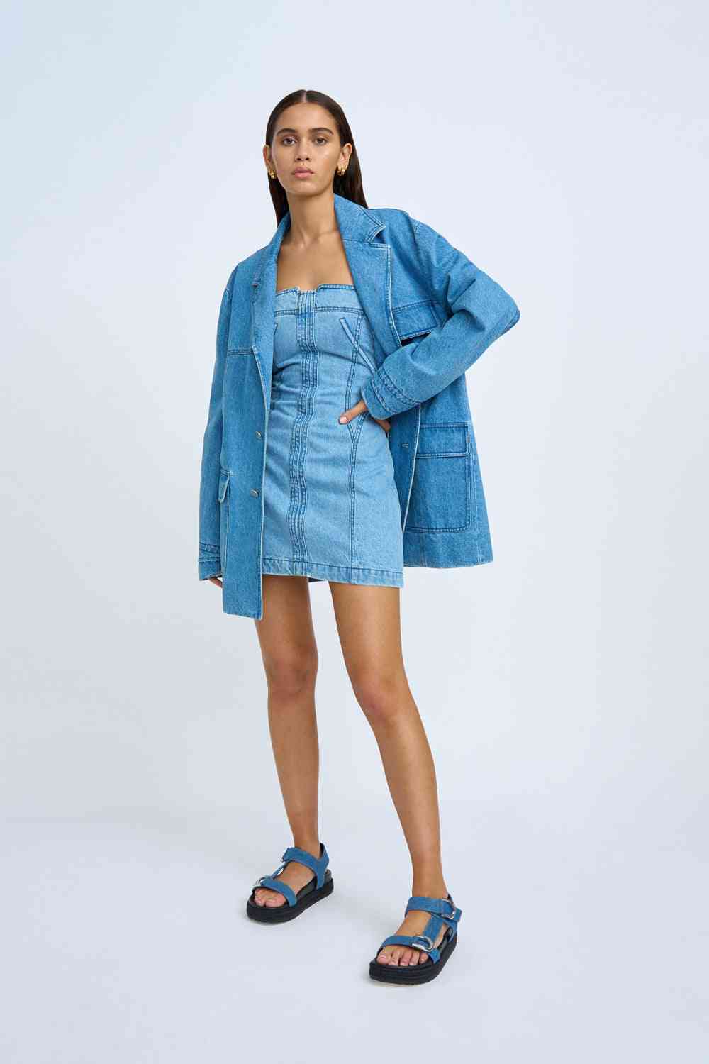 BY JOHNNY By Johnny Vivienne Denim Mini Dress - Blue Wash BELLA n' BEAR