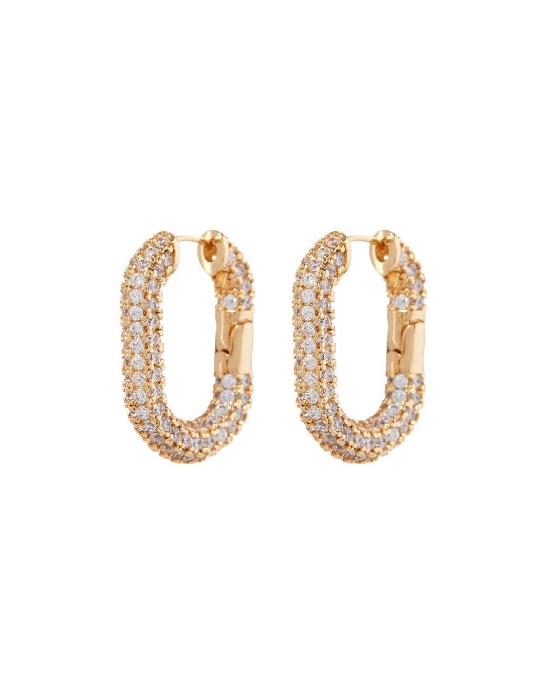 LUV AJ Luv Aj XL Pave Chain Link Hoops - Gold BELLA n' BEAR