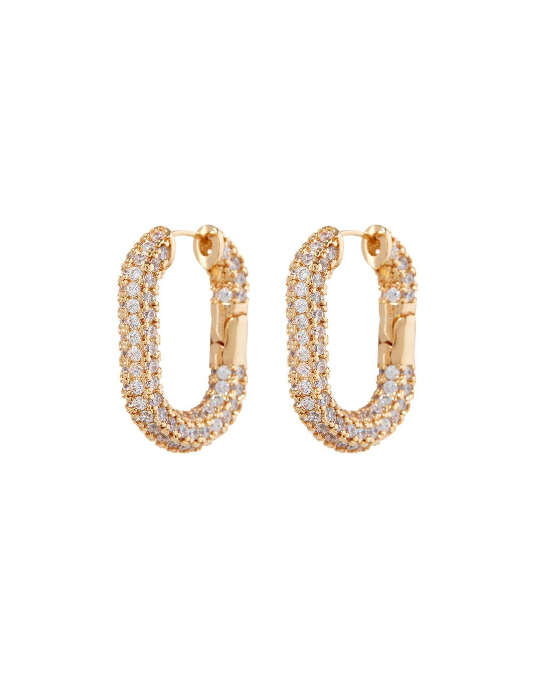 Luv Aj XL Pave Chain Link Hoops - Gold
