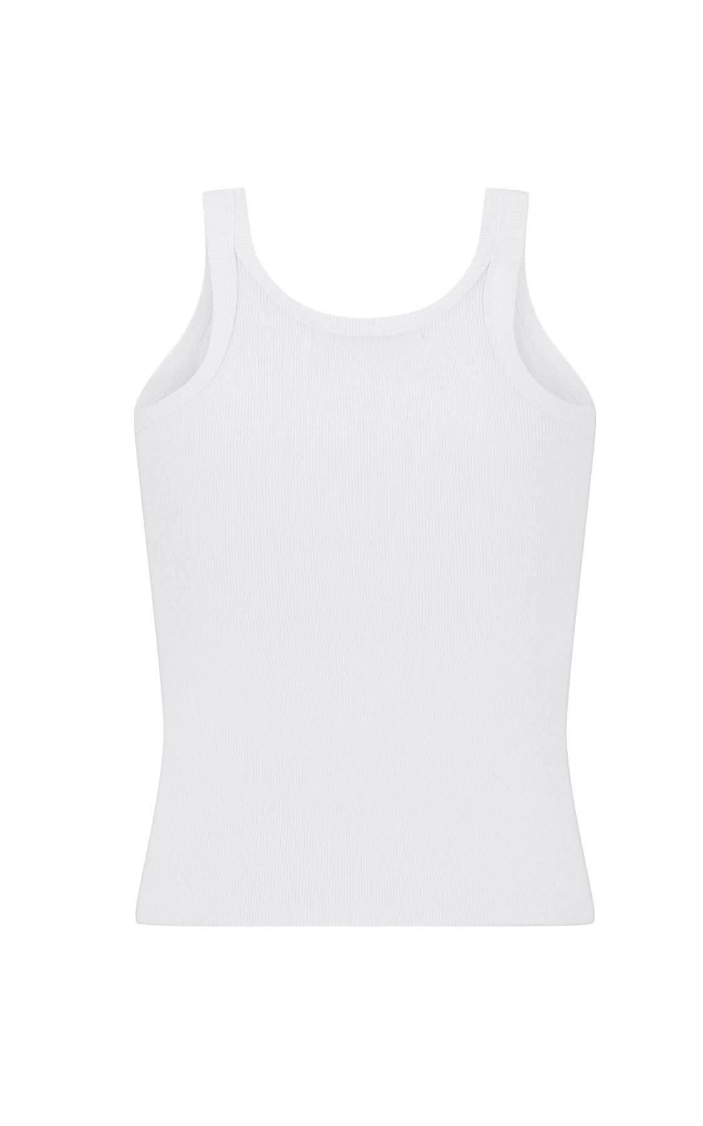 White scoop-neck tank top with wide straps