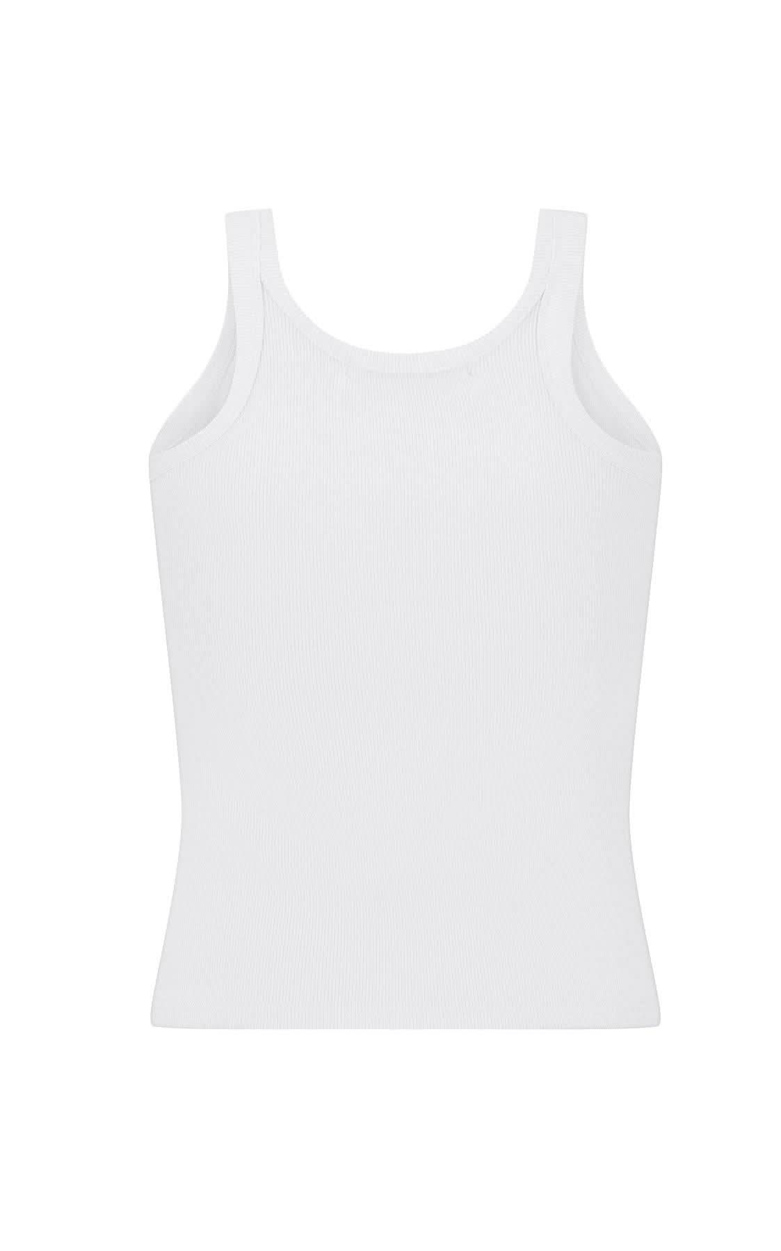 White scoop-neck tank top with wide straps