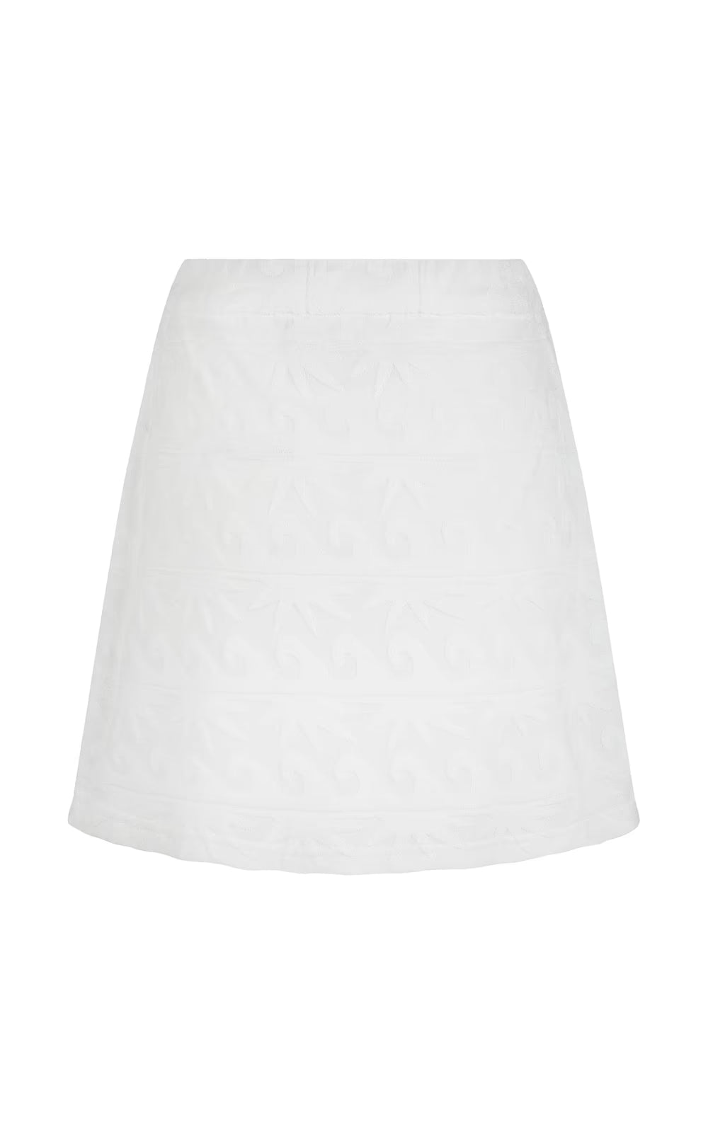 Vanilla terry wrap skirt, A-line silhouette with subtle embossed texture