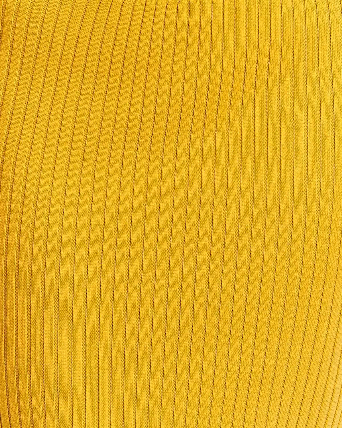 Golden ribbed knit texture on a long-sleeve scoop-neck crop top