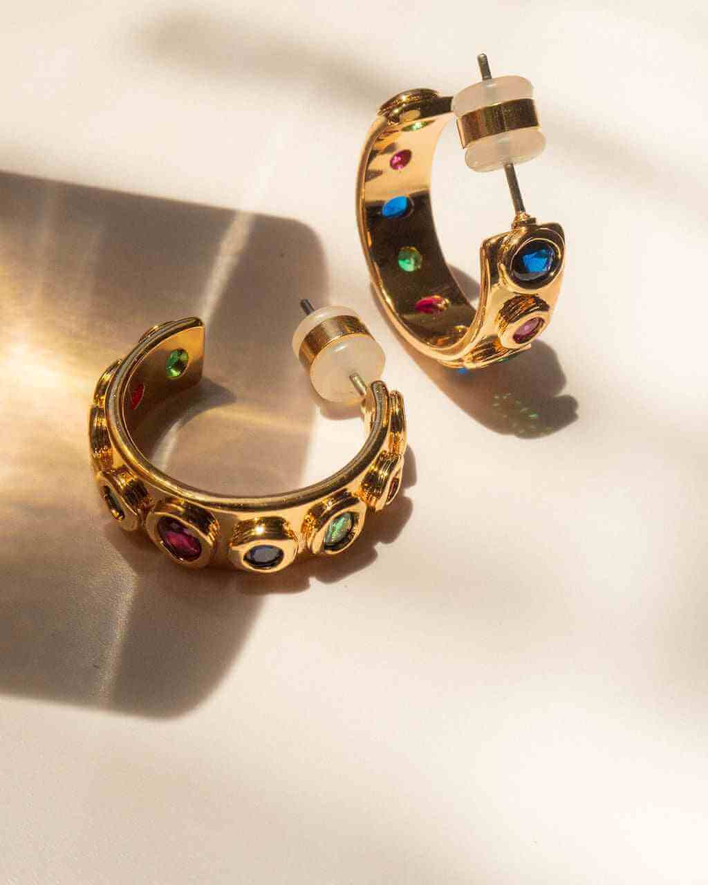 LUV AJ Luv Aj The Royale Stone Hoops - Gold BELLA n' BEAR