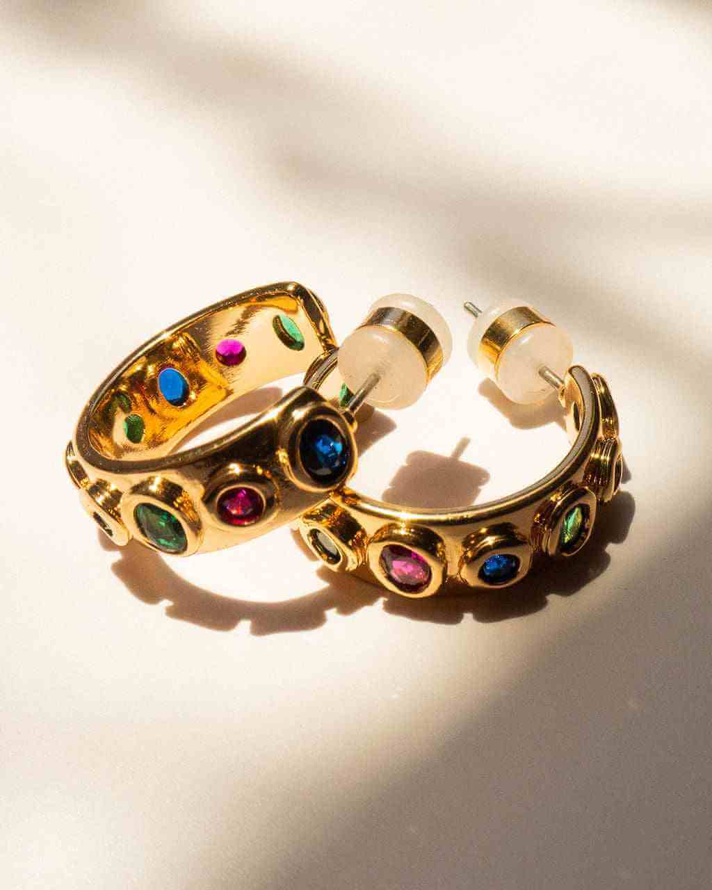 LUV AJ Luv Aj The Royale Stone Hoops - Gold BELLA n' BEAR