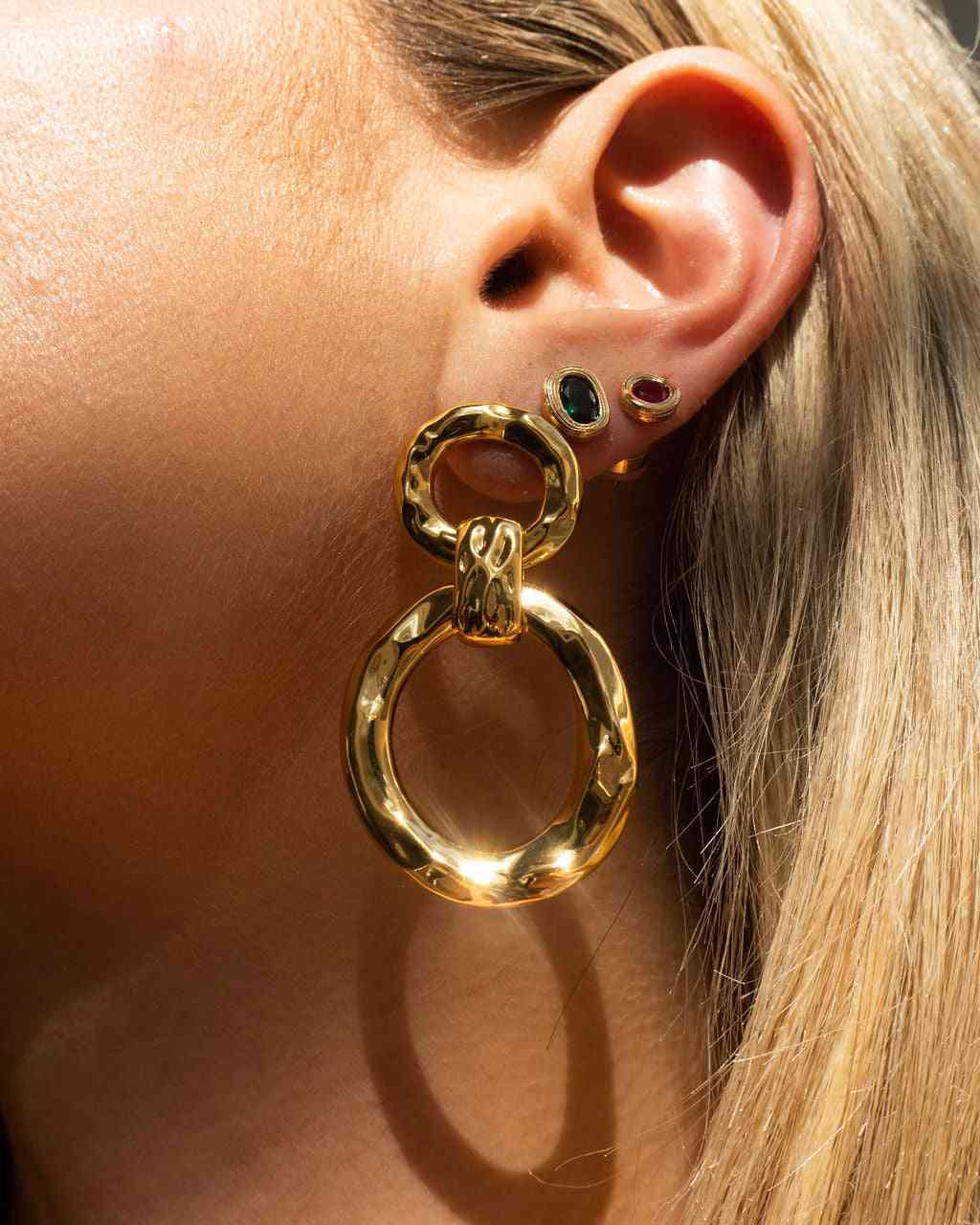 LUV AJ Luv Aj The Hammered Loop Hoops - Gold BELLA n' BEAR