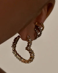 Thumbnail for LUV AJ Luv Aj Diamond Heart Bijoux Hoops - Gold BELLA n' BEAR