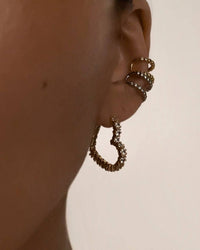 Thumbnail for LUV AJ Luv Aj Diamond Heart Bijoux Hoops - Gold BELLA n' BEAR