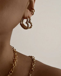 Thumbnail for Luv Aj Diamond Heart Bijoux Hoops - Gold