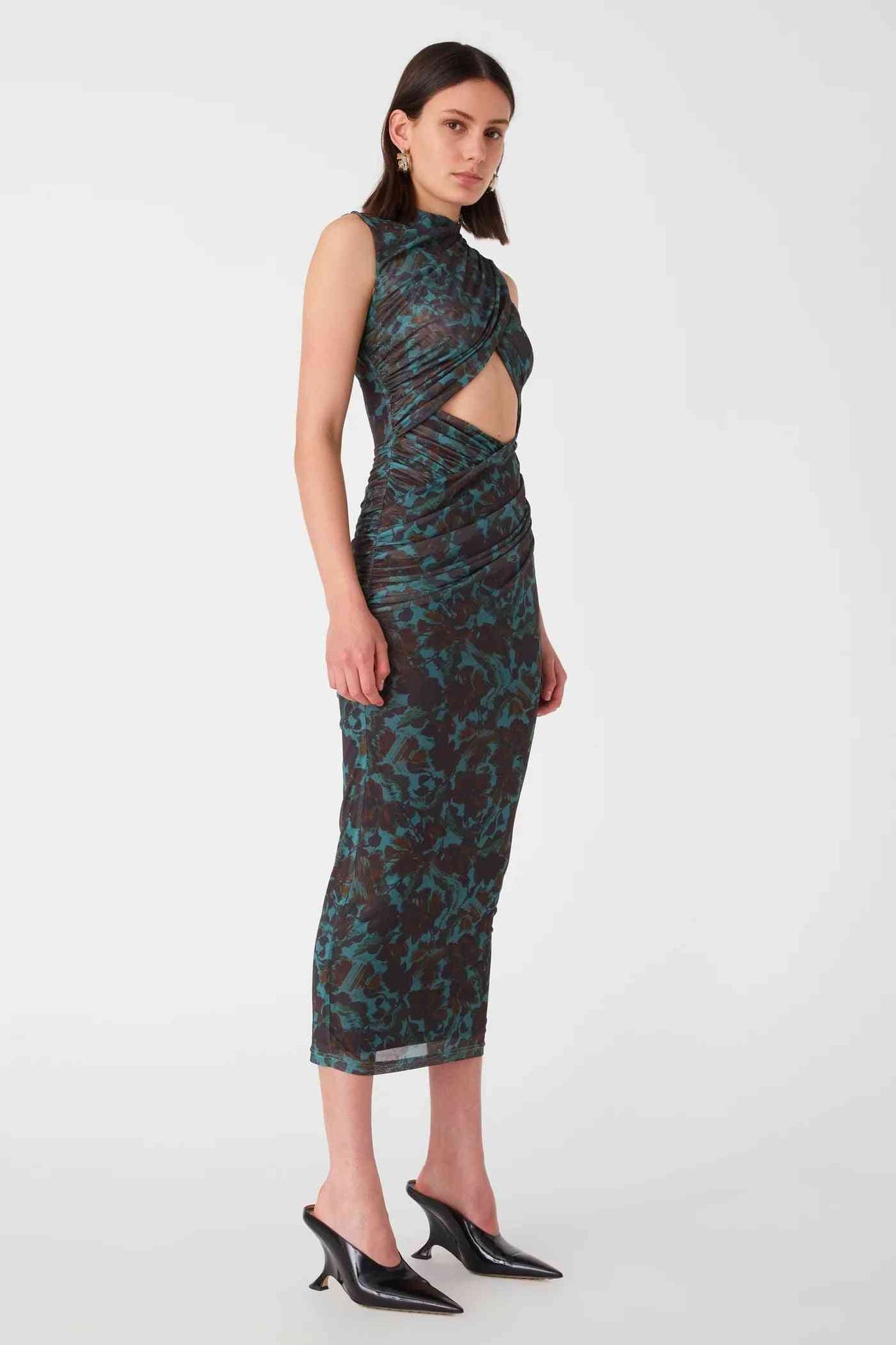 MISHA COLLECTION Misha Collection Isabella Mesh Midi Dress - Vintage Chintz Print Jade BELLA n' BEAR