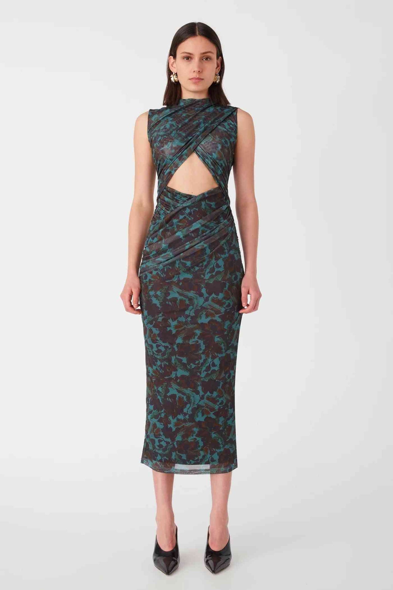 MISHA COLLECTION Misha Collection Isabella Mesh Midi Dress - Vintage Chintz Print Jade BELLA n' BEAR