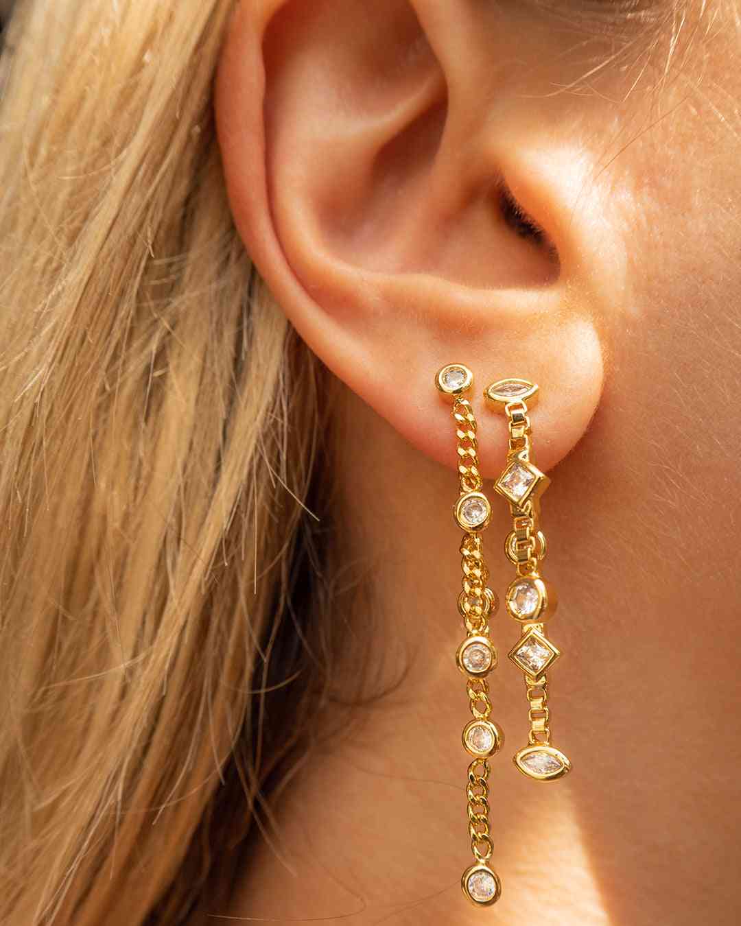 LUV AJ Luv Aj The Camille Double Chain Studs - Gold BELLA n' BEAR