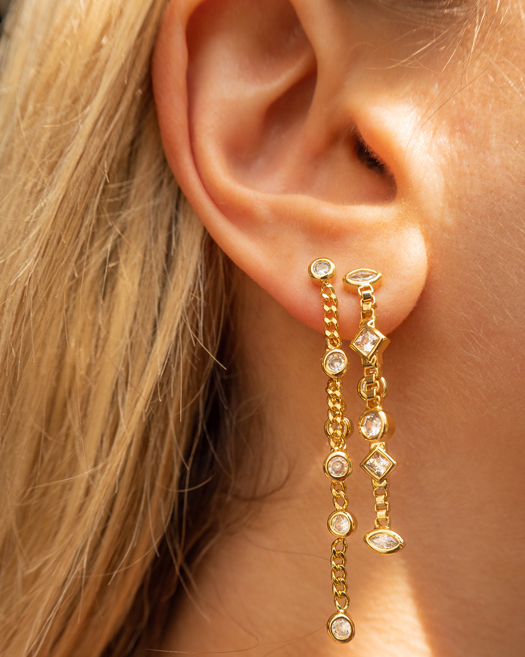 Luv Aj The Camille Double Chain Studs - Gold