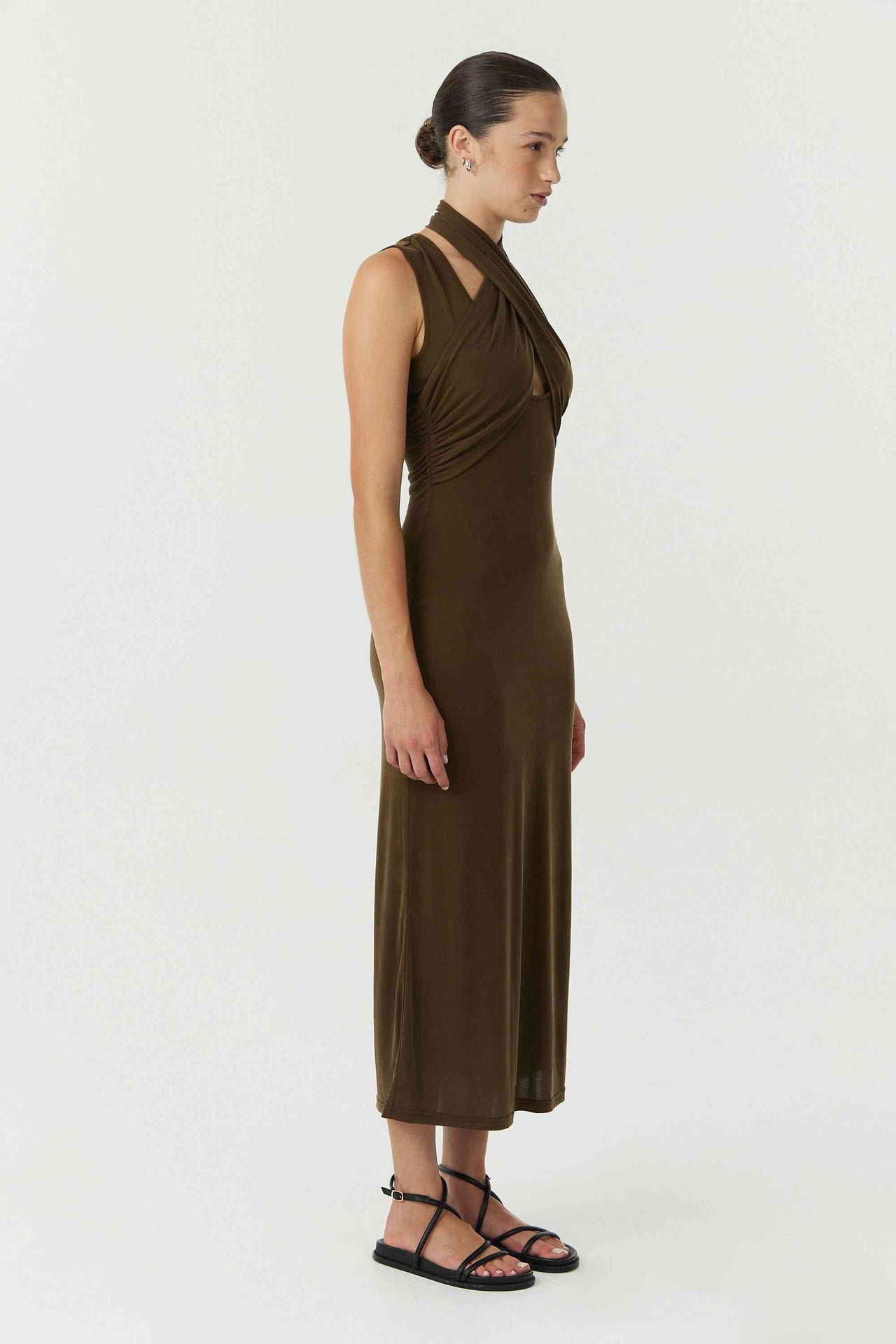 THIRD FORM Third Form Wisteria Wrap Neck Tank Dress - Chocolate BELLA n' BEAR