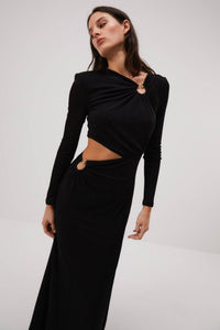 Thumbnail for MISHA COLLECTION Misha Akari Slinky Jersey Gown in - Black BELLA n' BEAR