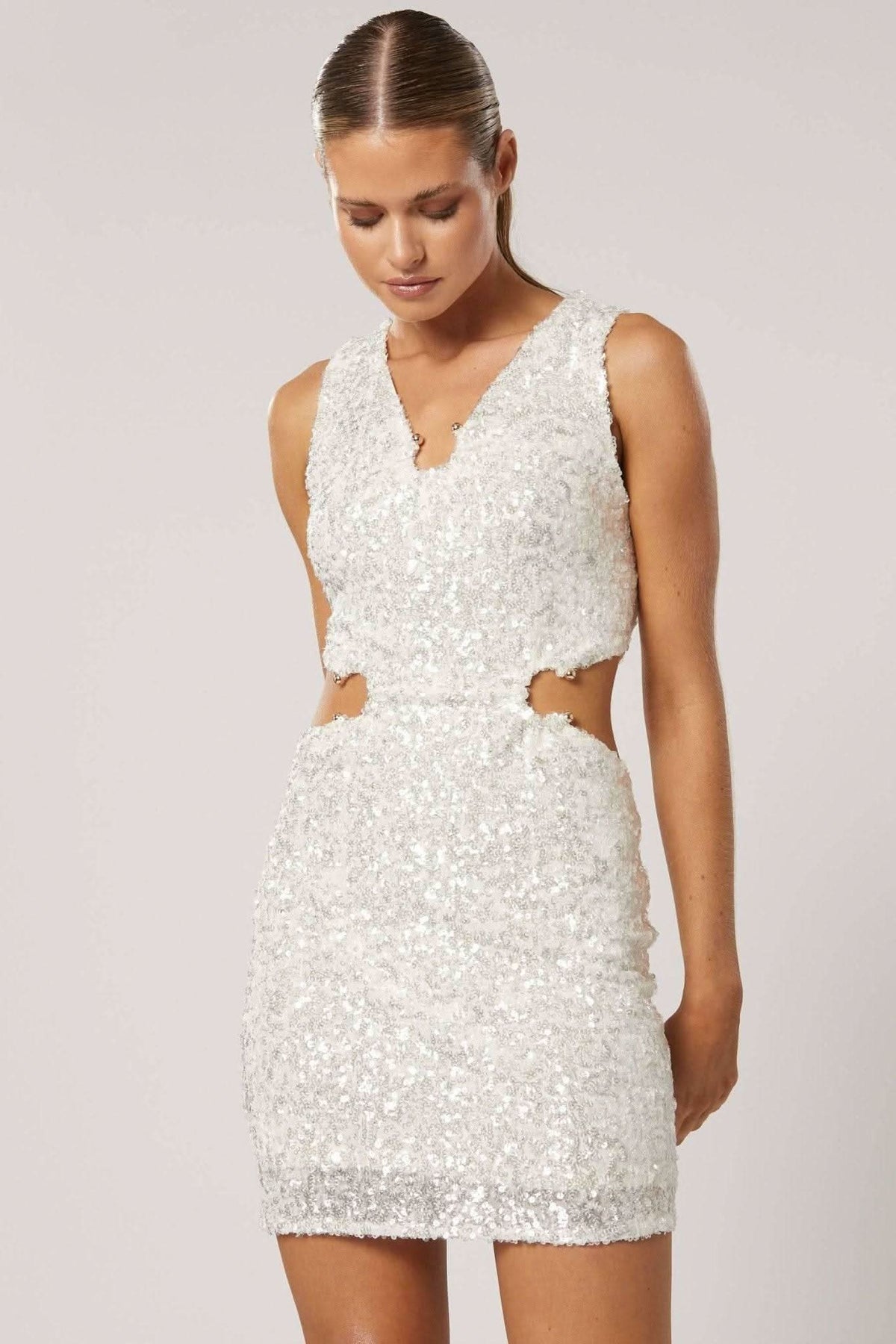 Asta Sequin Short Dress - White Sequin Mini | Winona | BELLA n' BEAR Asta Sequin Short Dress - White Sequin Mini | Winona | BELLA n' BEAR
