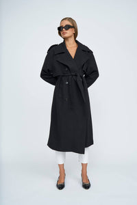 Thumbnail for BY JOHNNY By Johnny Blair Belted Trench Coat - Black BELLA n' BEAR