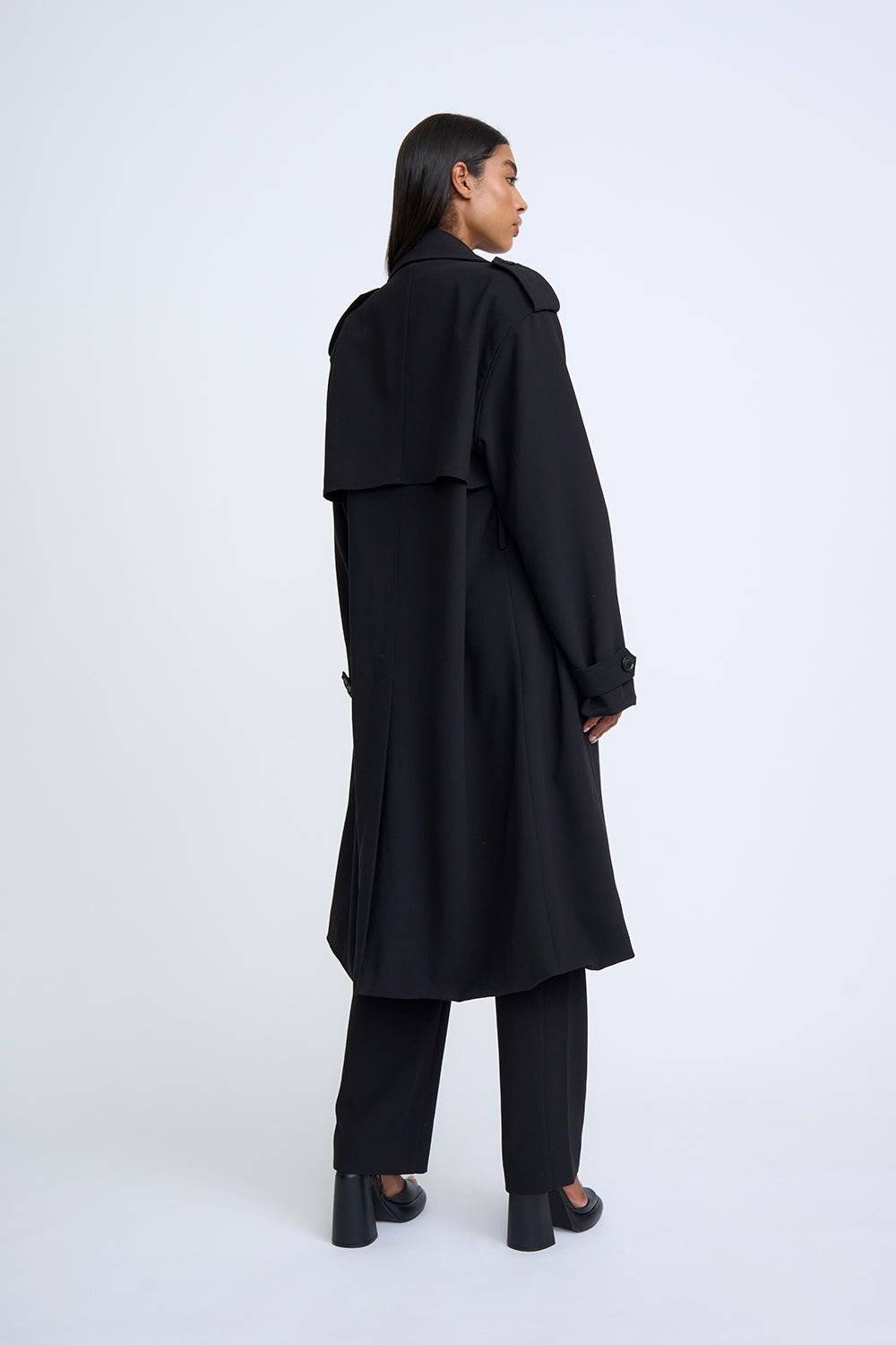 BY JOHNNY By Johnny Blair Belted Trench Coat - Black BELLA n' BEAR