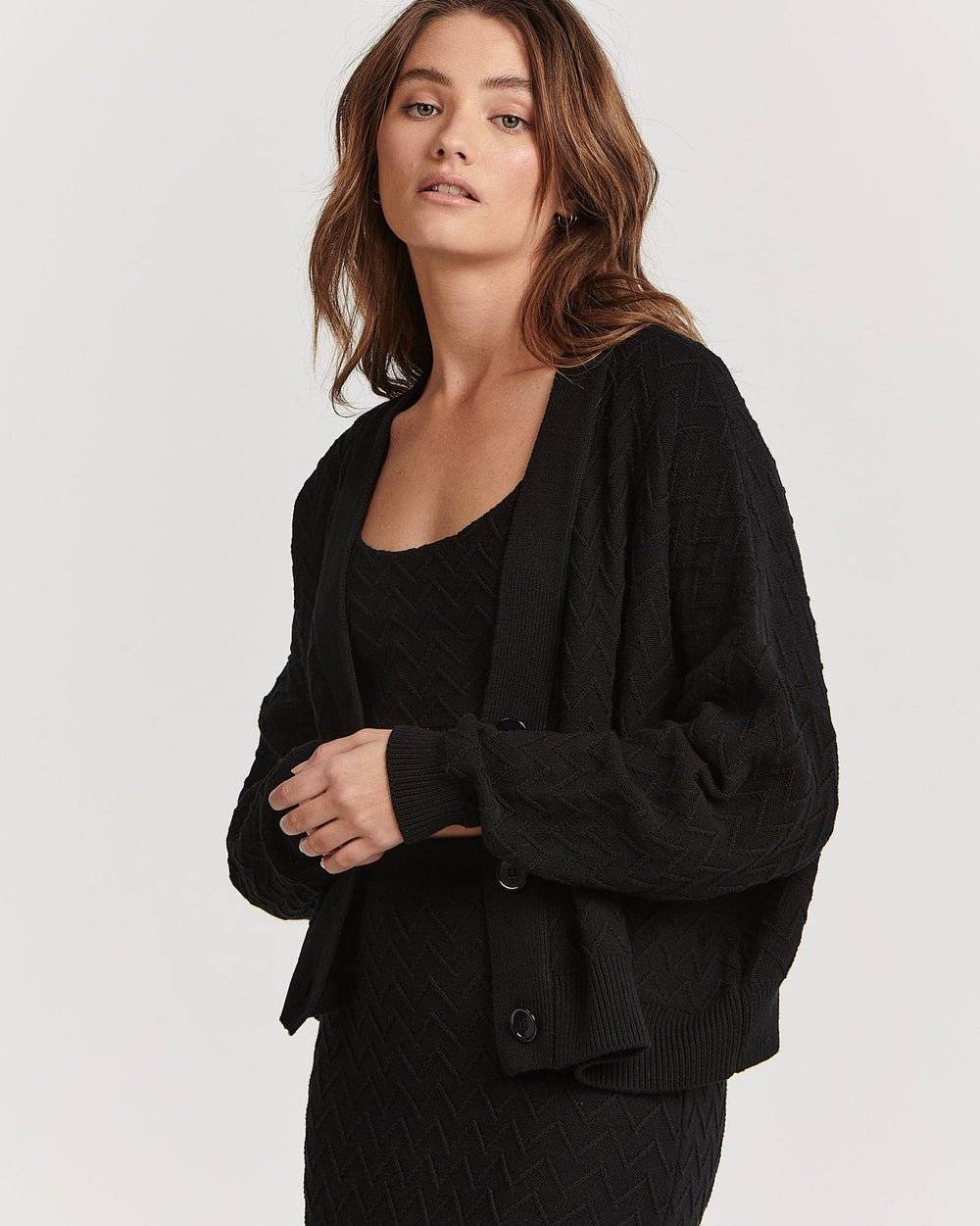 CHARLIE HOLIDAY Charlie Holiday Camila Cardigan - Black BELLA n' BEAR