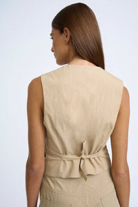 Thumbnail for BY JOHNNY By Johnny Cargo Cropped Waistcoat - Beige BELLA n' BEAR