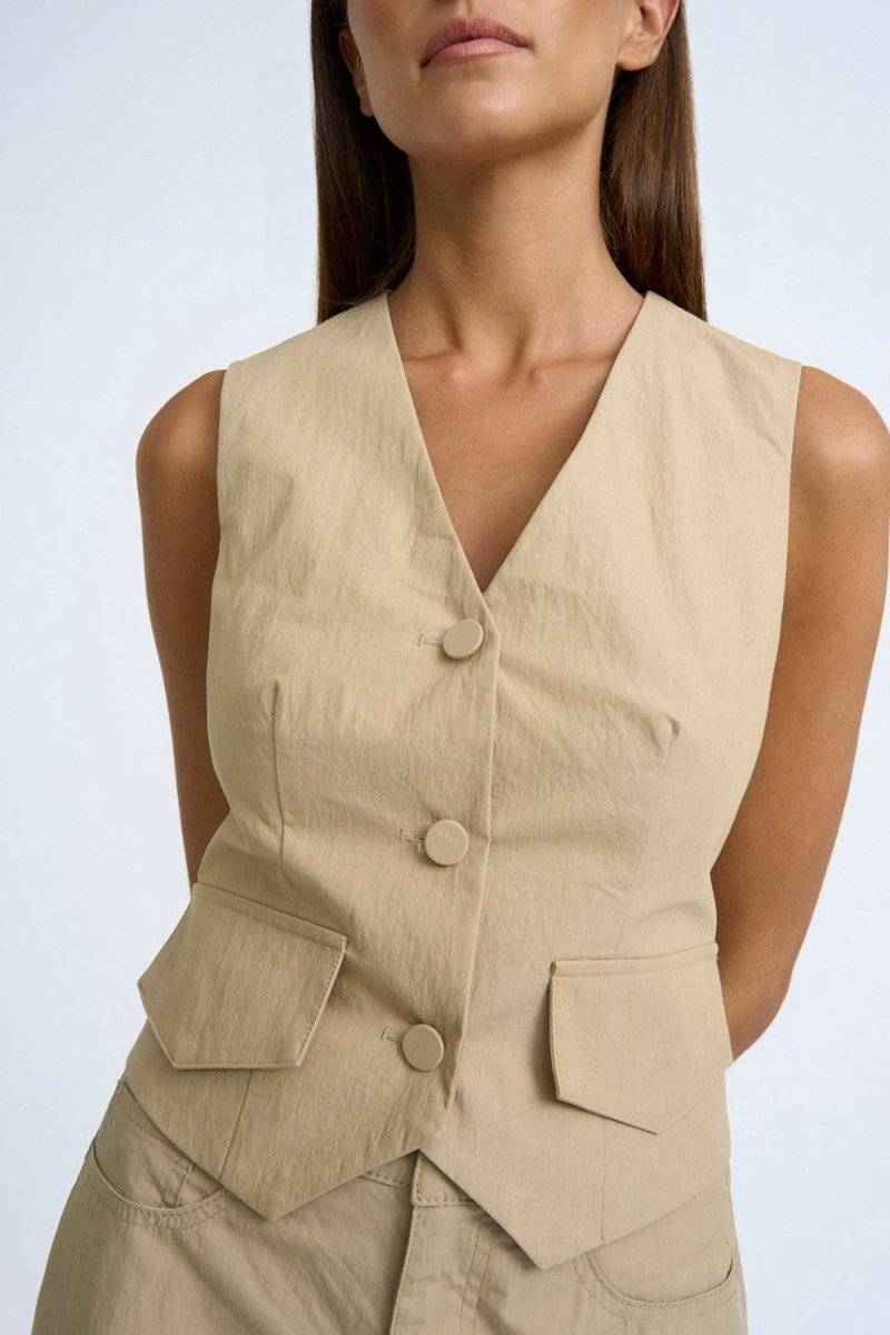 BY JOHNNY By Johnny Cargo Cropped Waistcoat - Beige BELLA n' BEAR