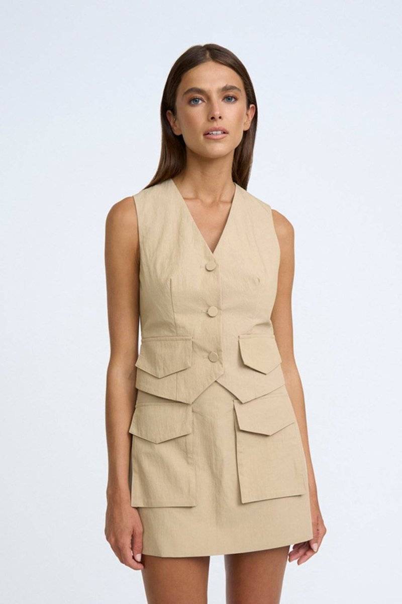 BY JOHNNY By Johnny Cargo Cropped Waistcoat - Beige BELLA n' BEAR