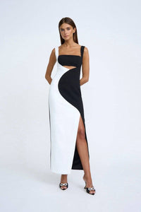 Thumbnail for BY JOHNNY By Johnny Caterina Two Tone Curve Dress - Black White BELLA n' BEAR