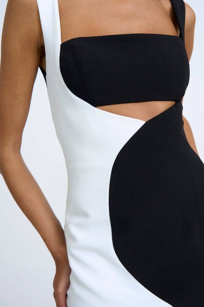 BY JOHNNY By Johnny Caterina Two Tone Curve Dress - Black White BELLA n' BEAR