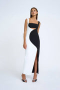 By Johnny Caterina Vestido Two Tone Curve-Negro Blanco