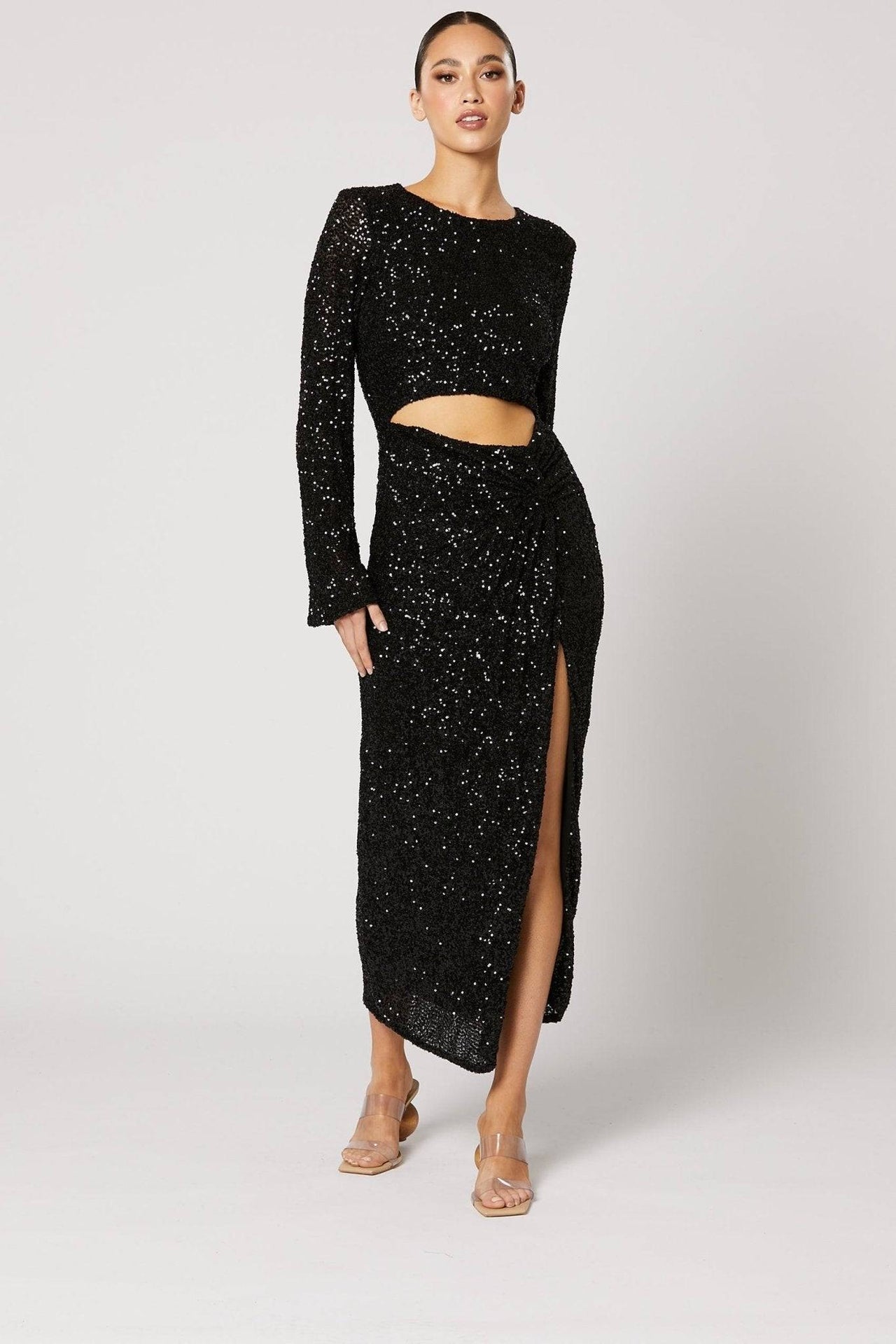 WINONA Winona Chandra Sequin Knot Dress - Black BELLA n' BEAR