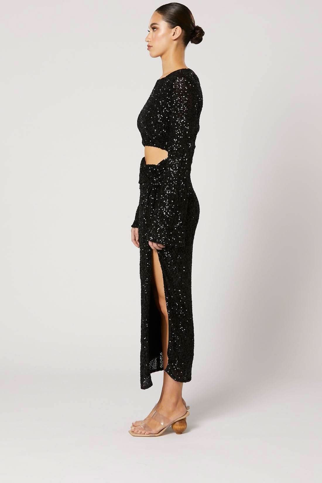 WINONA Winona Chandra Sequin Knot Dress - Black BELLA n' BEAR