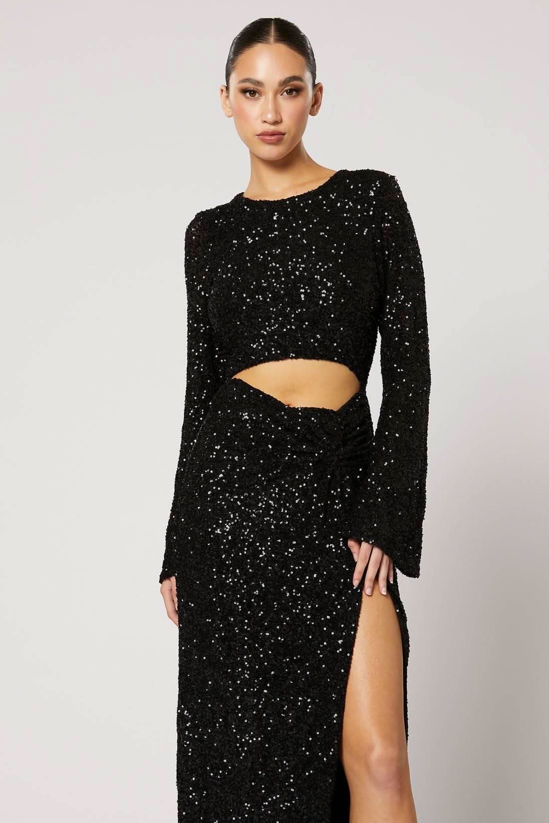 WINONA Winona Chandra Sequin Knot Dress - Black BELLA n' BEAR