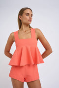 Por Johnny Cropped Swing Top - Papaya