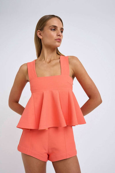 Por Johnny Cropped Swing Top - Papaya