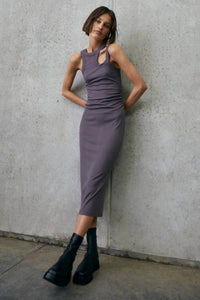 Thumbnail for MISHA COLLECTION Misha Cruz Rib Midi Dress - Oatmeal, Slate BELLA n' BEAR