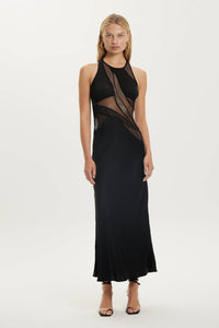 Thumbnail for a woman wearing a black Third Form Crystal Clear Maxi Tank Dress with sheer detailing