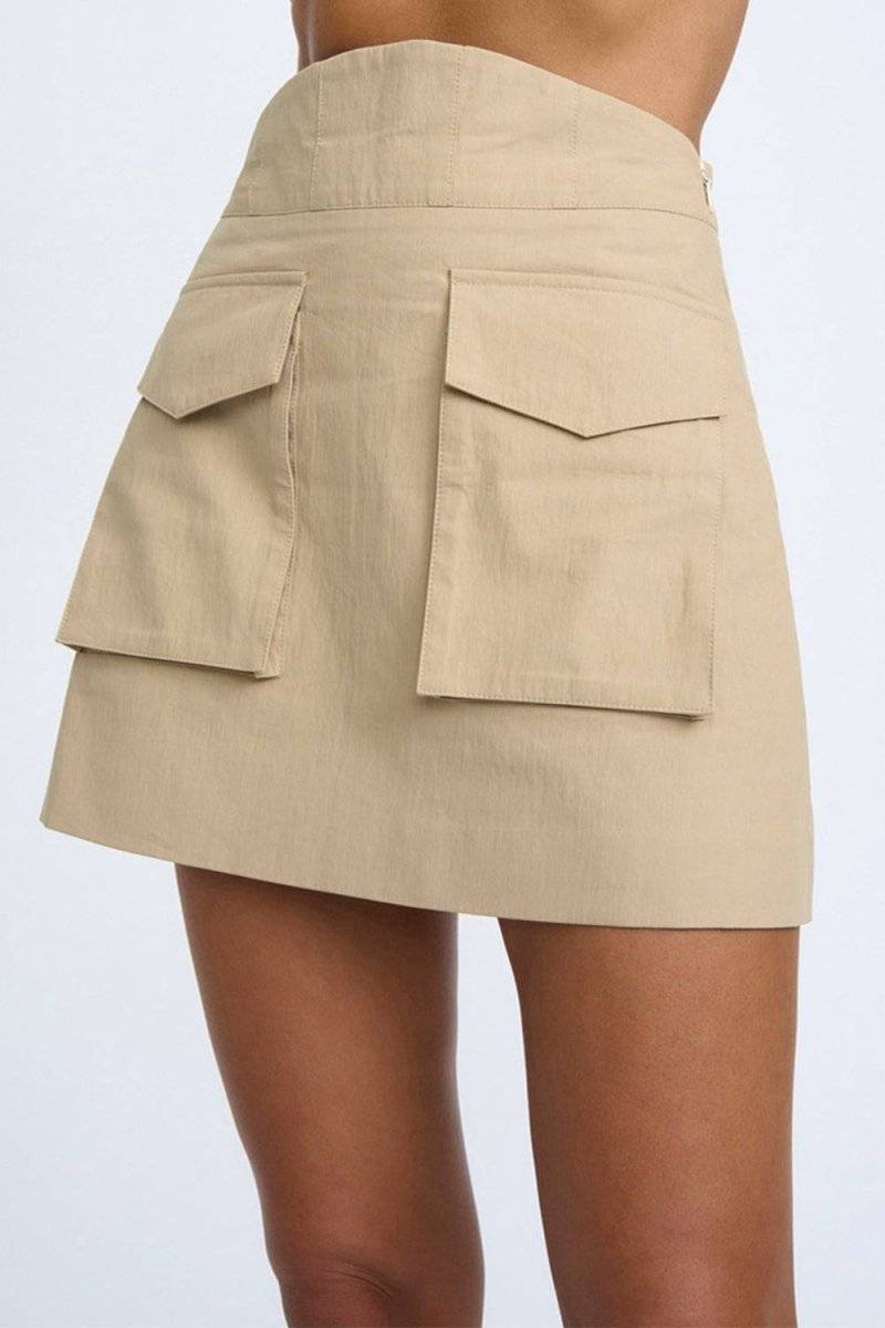 BY JOHNNY By Johnny Curve Waist Cargo Mini Skirt - Beige BELLA n' BEAR