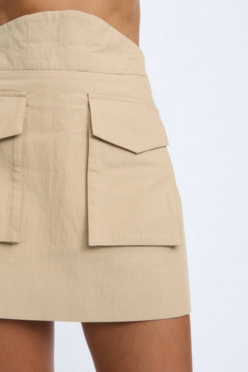 BY JOHNNY By Johnny Curve Waist Cargo Mini Skirt - Beige BELLA n' BEAR