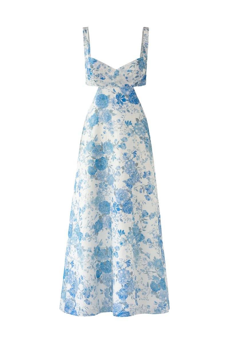 SOFIA THE LABEL Sofia The Label Delilah Cut Out Midi Dress - Sky Blue Floral BELLA n' BEAR