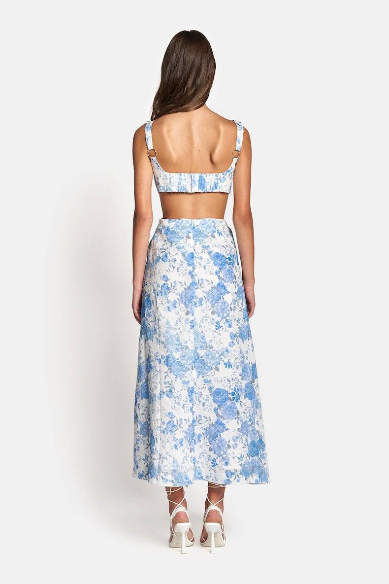 SOFIA THE LABEL Sofia The Label Delilah Cut Out Midi Dress - Sky Blue Floral BELLA n' BEAR