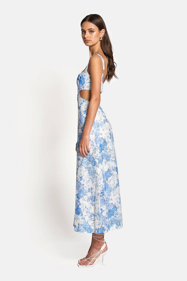 SOFIA THE LABEL Sofia The Label Delilah Cut Out Midi Dress - Sky Blue Floral BELLA n' BEAR