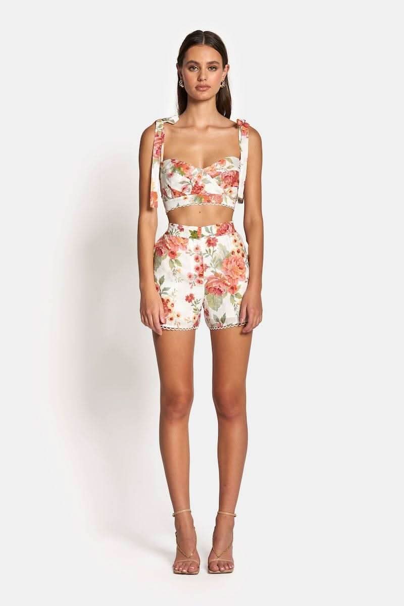 SOFIA THE LABEL Sofia The Label Delilah Sweetheart Crop Top - Sunset Floral BELLA n' BEAR
