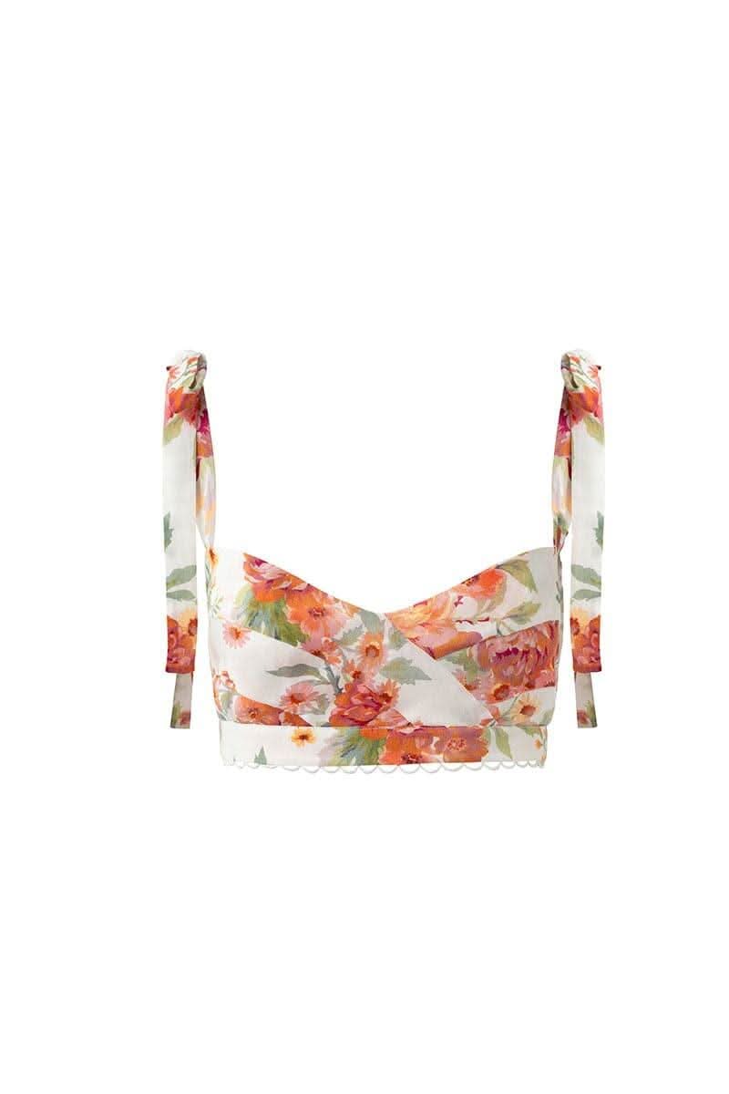 SOFIA THE LABEL Sofia The Label Delilah Sweetheart Crop Top - Sunset Floral BELLA n' BEAR
