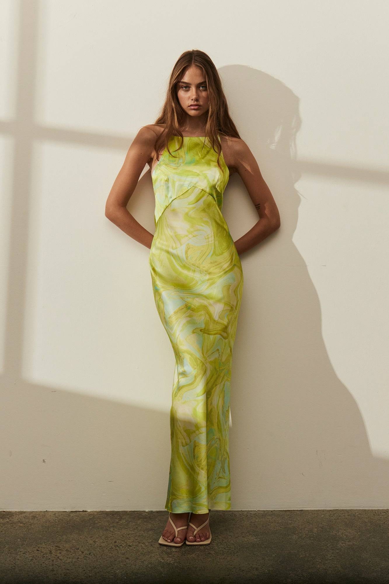 GINIA Ginia Gaia Maxi Dress - Lime Swirl Print BELLA n' BEAR