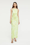 Vestido largo Gaia-Lime Swirl Print