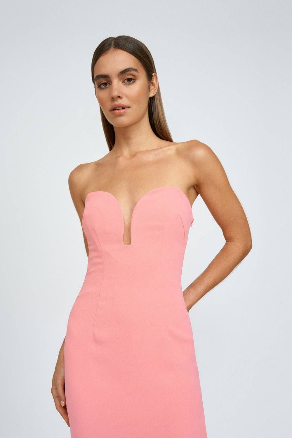 BY JOHNNY By Johnny Ginny Scoop Split Midi Dress - Melon Pink BELLA n' BEAR