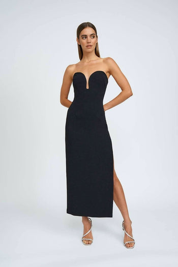 BY JOHNNY By Johnny Ginny Scoop Split Midi Dress - Black BELLA n' BEAR