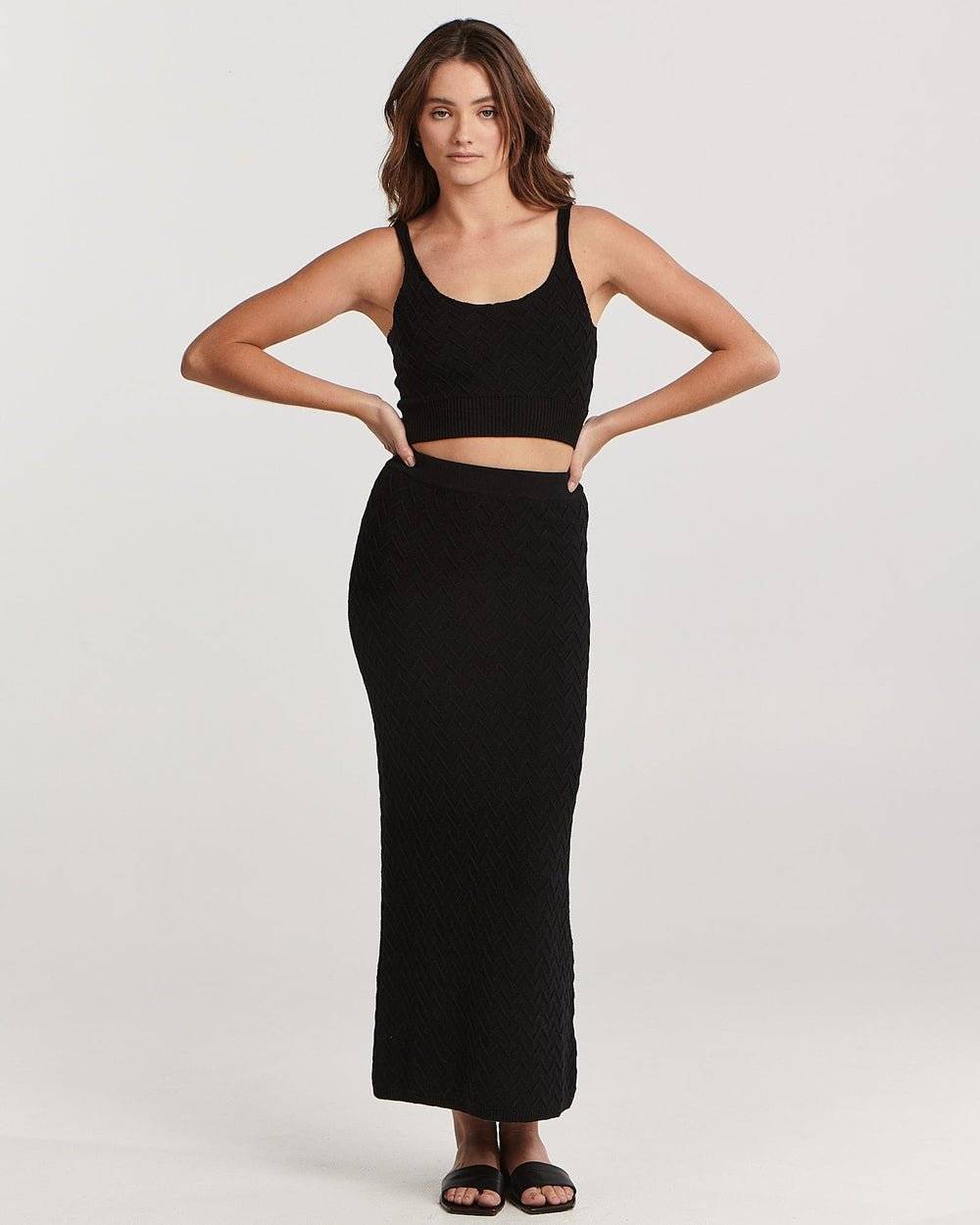 CHARLIE HOLIDAY Charlie Holiday Grace Midi Skirt - Black BELLA n' BEAR