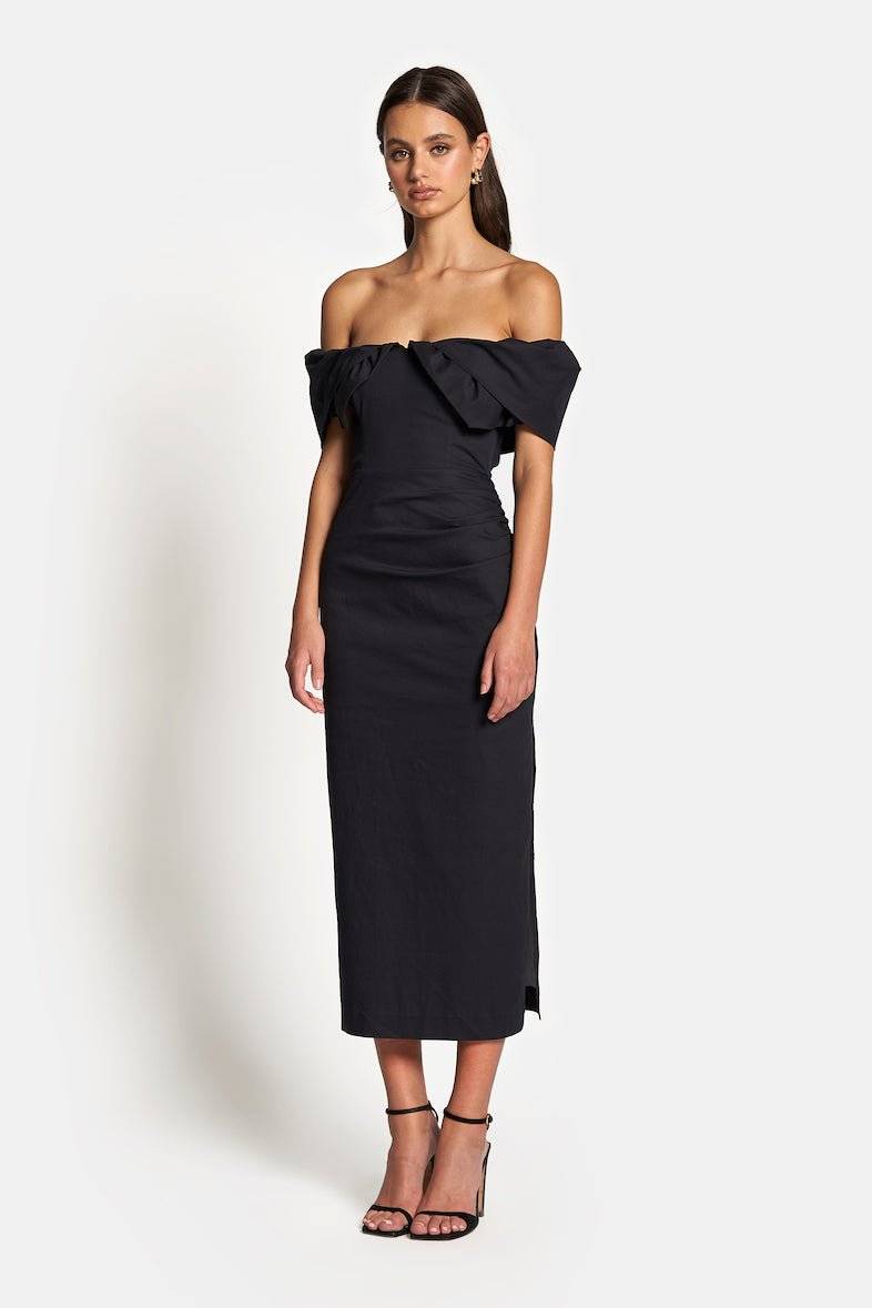 SOFIA THE LABEL Sofia The Label Hailey Off Shoulder Midi Dress - Black BELLA n' BEAR