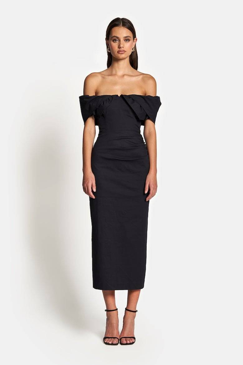 SOFIA THE LABEL Sofia The Label Hailey Off Shoulder Midi Dress - Black BELLA n' BEAR